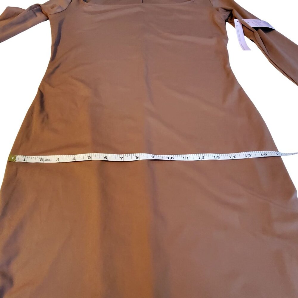 Wild Fable Long Sleeve Bodycon Maxi Dress In Brown With Back Slit detail Size M - Picture 4 of 13